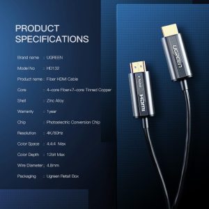 Cáp HDMI Quang UGREEN HD132 Hỗ trợ 4K@60Hz 21 Cáp HDMI Quang UGREEN HD132 Hỗ trợ 4K@60Hz