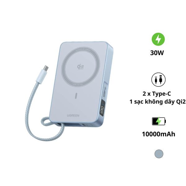 Pin sạc dự phòng từ tính 10000mAh kèm cáp UGREEN PB773