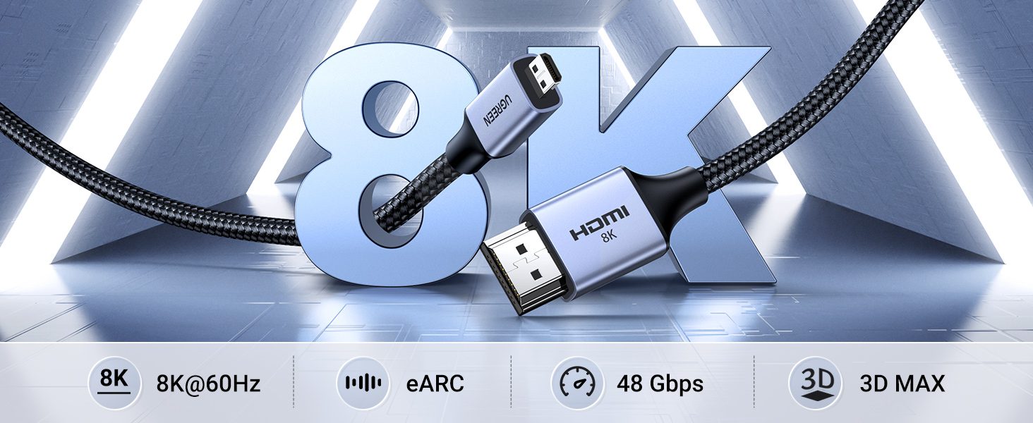 Cáp Micro HDMI sang HDMI Ugreen HD164 15517 dài 2m, đầu bọc nhôm màu đen, dây bện nylon