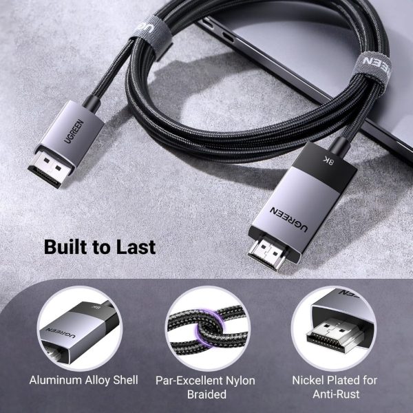 Cáp DisplayPort sang HDMI Ugreen DP115, vỏ bọc dù màu đen, đầu nối hợp kim