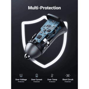 Tẩu sạc nhanh ô tô 2 cổng 1C1A 30W UGREEN 40858