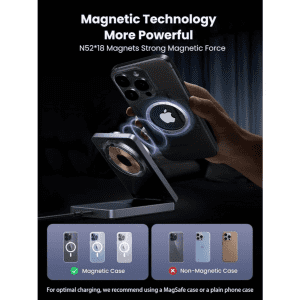 Đế sạc không dây từ tính 2 in 1 Ugreen W706