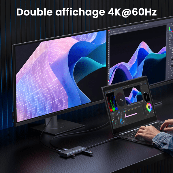Kết nối cùng lúc 2 màn hình 4K@60Hz qua cổng HDMI kép