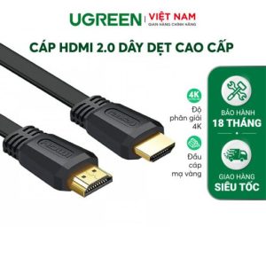 Cáp dữ liệu dạng dẹt HDMI 2.0 truyền âm thanh hình ảnh dài 2M Ugreen ( 70159)