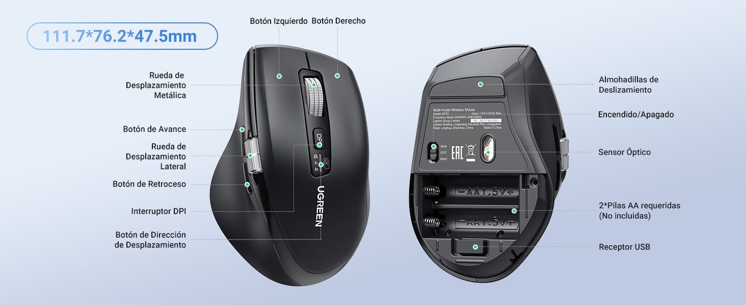 Chuột Bluetooth Không Dây Kèm Pin UGREEN 55375 – Công Thái Học, Hiệu Suất Vượt Trội, Sẵn Sàng Sử Dụng Ngay