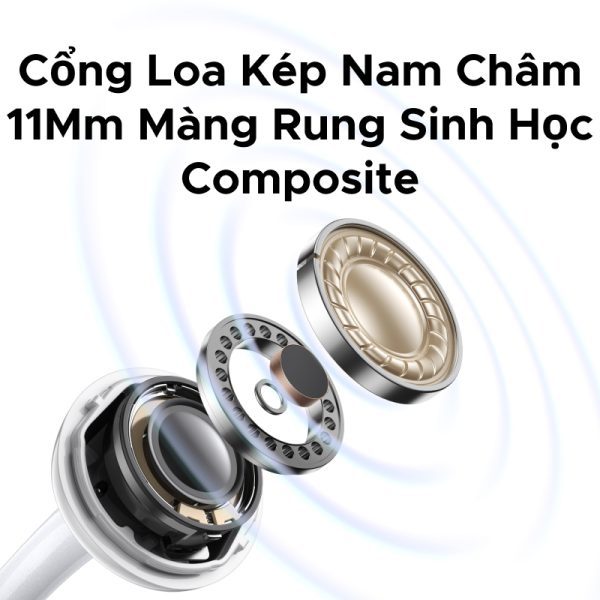 Driver 11mm composite — Hi-Res LDAC, âm thanh không gian 360°