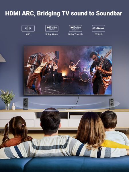 Cáp quang HDMI 4K@60Hz vỏ nhôm Ugreen HD178 84 Âm thanh Dolby Atmos, DTS:X — Lấy mẫu 24-bit/192kHz