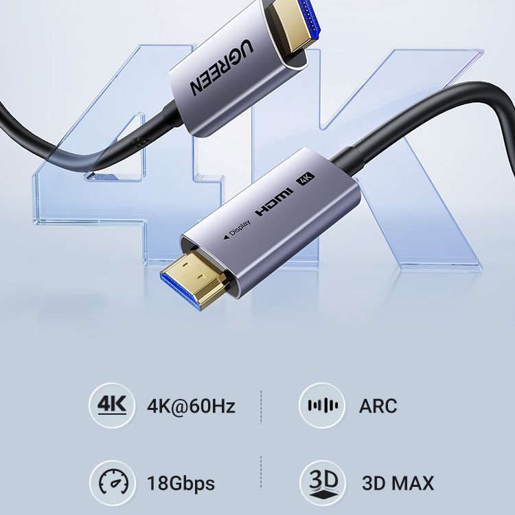 Cáp quang HDMI 4K@60Hz vỏ nhôm Ugreen HD178 6 Cáp quang HDMI 4K@60Hz vỏ nhôm Ugreen HD178 - Ảnh 6