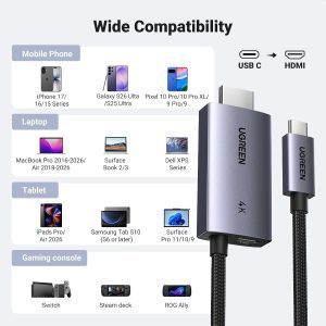 Cáp Chuyển USB-C Sang HDMI 4K 2m Ugreen CM675 17 Cáp Chuyển USB-C Sang HDMI 4K 2m Ugreen CM675