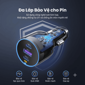 Tẩu sạc ô tô Ugreen 75W 3 cổng 2C1A EC703 35024 10 Tẩu sạc ô tô Ugreen 75W 3 cổng 2C1A EC703 35024
