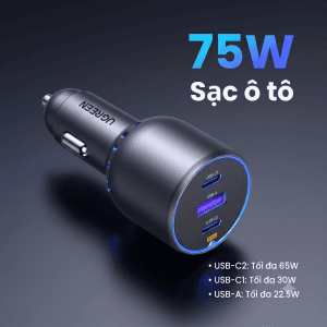 Tẩu sạc ô tô Ugreen 75W 3 cổng 2C1A EC703 35024 8 Tẩu sạc ô tô Ugreen 75W 3 cổng 2C1A EC703 35024