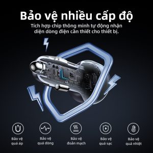 Tẩu sạc nhanh ô tô 3 cổng 2C1A 30W UGREEN 45843