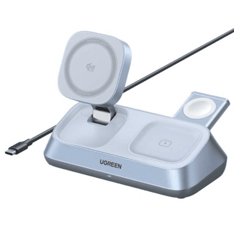 Đế sạc không dây để bàn 3 trong 1 25W Ugreen 55676 – Sạc nhanh, an toàn và tiện lợi cho iPhone, Apple Watch và AirPods cùng lúc