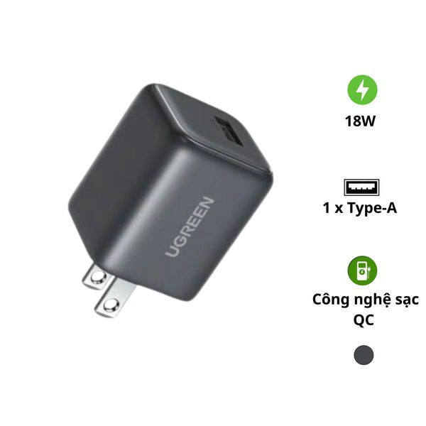 Củ sạc nhanh UGREEN 75953 18W chuẩn QC3.0, cổng USB-A 1 Củ sạc nhanh UGREEN 75953 18W chuẩn QC3.0, cổng USB-A