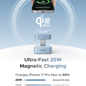 Đế sạc không dây 2 trong 1 MagFlow 25W Ugreen 55960