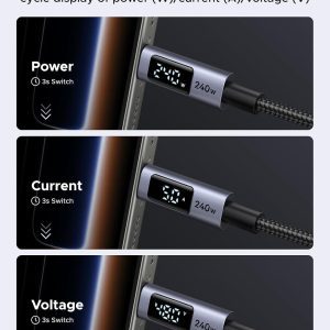 Cáp sạc Type C có màn hình Ugreen 65866 240W, dài 1m 11 Cáp sạc Type C có màn hình Ugreen 65866 240W, dài 1m