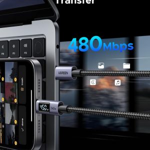 Cáp sạc Type C có màn hình Ugreen 65866 240W, dài 1m 17 Cáp sạc Type C có màn hình Ugreen 65866 240W, dài 1m