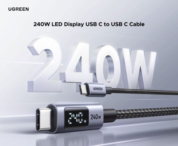 Cáp sạc Type C có màn hình Ugreen 65866 240W, dài 1m 18 Cáp sạc Type C có màn hình Ugreen 65866