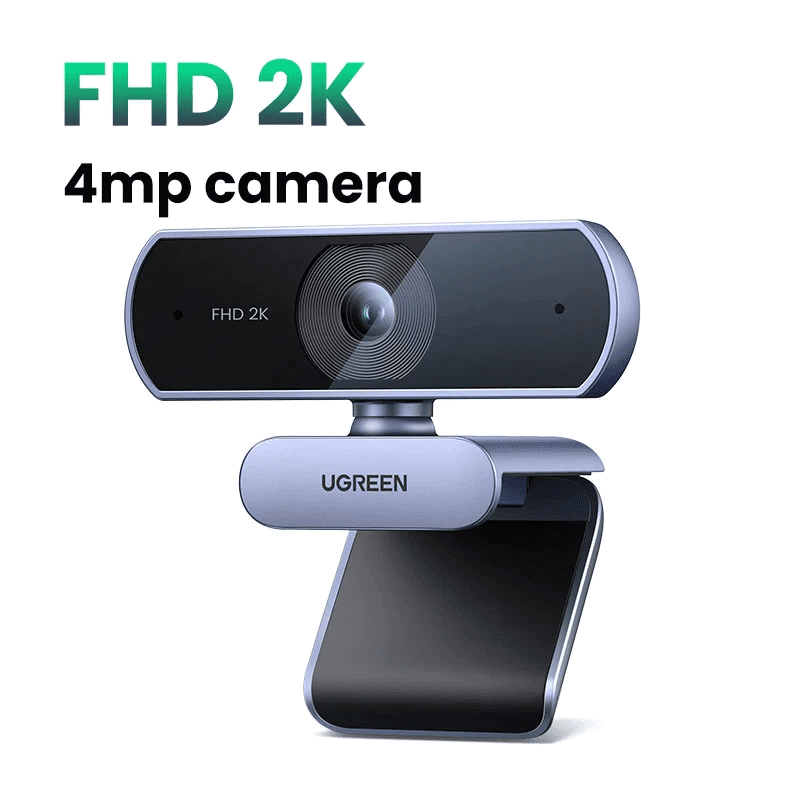 Webcam UGREEN CM717 Full HD 2K Mic Kép, Góc Rộng 80° – Xoay 360°, Để Bàn / Kẹp Màn Hình