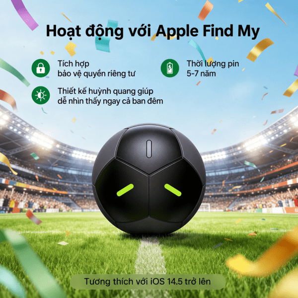 Thiết Bị Định Vị UGREEN 95020 FineTrack2 Hình Quả Bóng 18 Thiết bị định vị Bluetooth Ugreen FineTrack2 hình quả bóng đá màu đen trắng, đường kính 34mm, kèm dây đeo móc chìa khóa