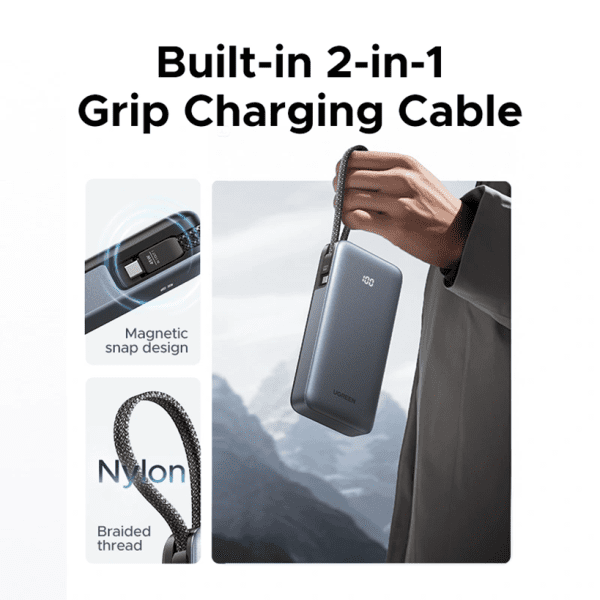 Thiết kế cáp sạc USB-C tích hợp sẵn siêu tiện lợi độ dài 0.5 mét giấu gọn gàng