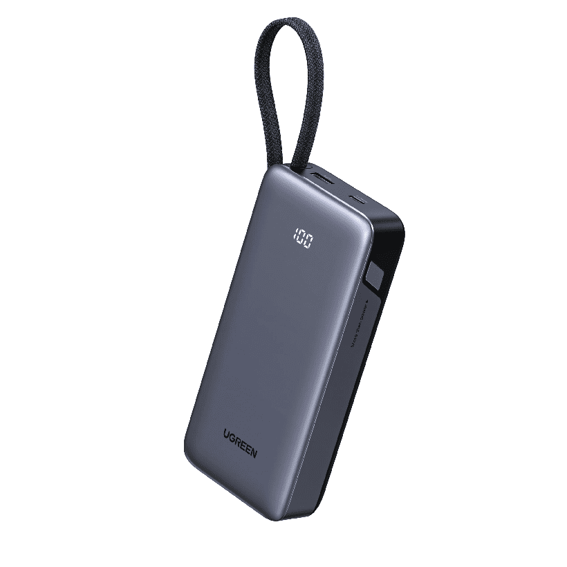 Pin dự phòng 20000mAh Ugreen PB536 sạc nhanh 45W – Cáp USB-C tích hợp sẵn, 74Wh mang được lên máy bay