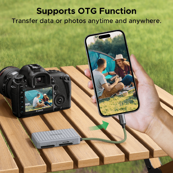 Tính năng kết nối OTG truyền ảnh và video trực tiếp từ đầu đọc thẻ Ugreen CM868 sang điện thoại