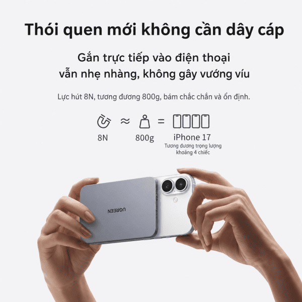 Lực từ tính 8N — Giữ chắc khi cầm một tay, chụp ảnh, nhắn tin