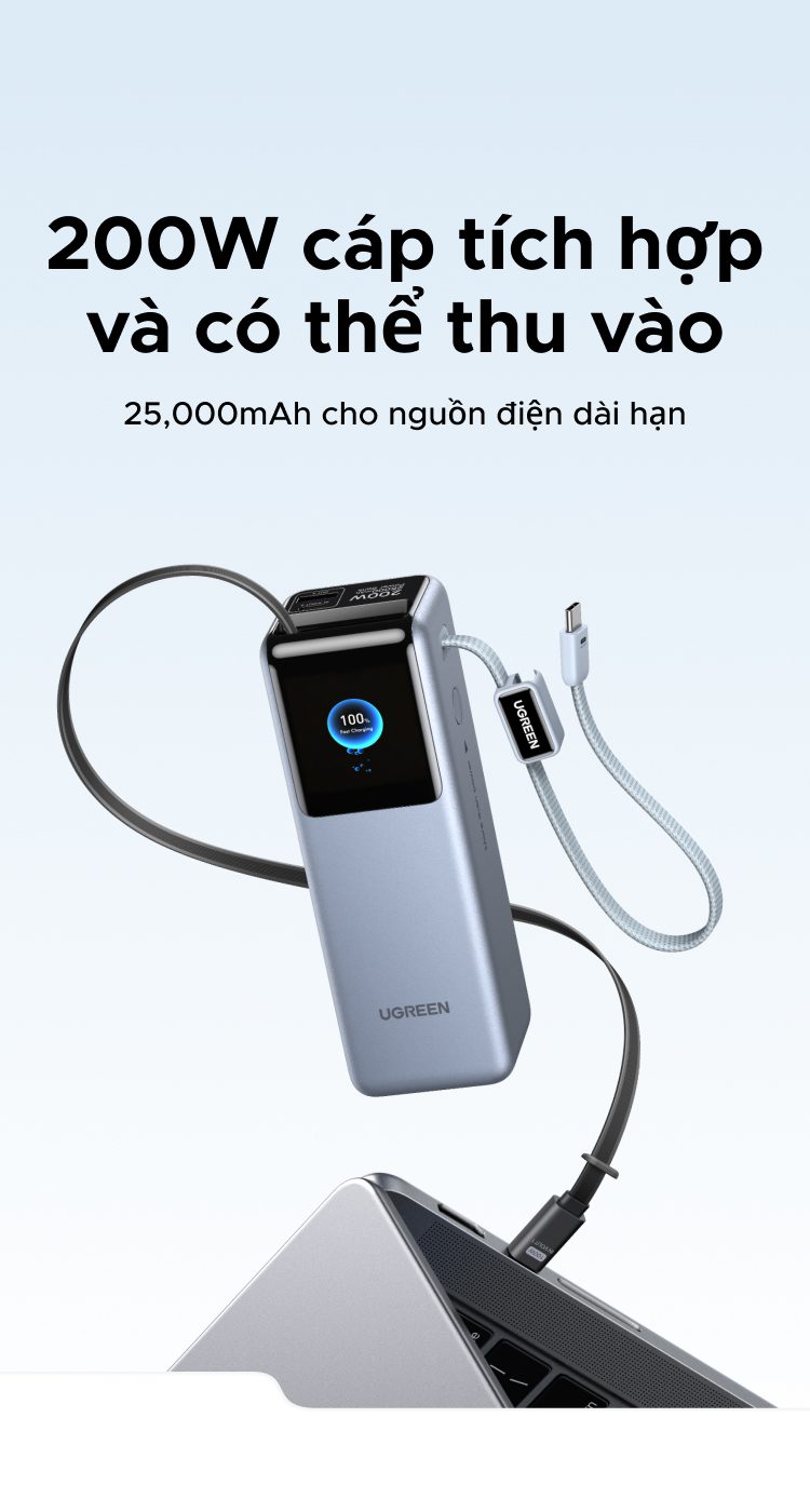 Pin dự phòng 25000mAh Ugreen PB728 Sạc ra 200W 5 Pin dự phòng 25000mAh Ugreen PB728 Sạc ra 200W - Hình ảnh 5