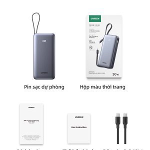 Pin dự phòng 20000mAh Ugreen PB528 Sạc nhanh 30W