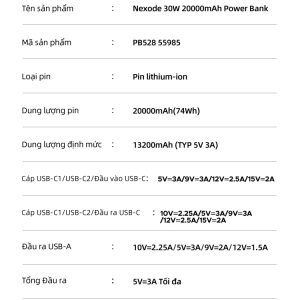 Pin dự phòng 20000mAh Ugreen PB528 Sạc nhanh 30W