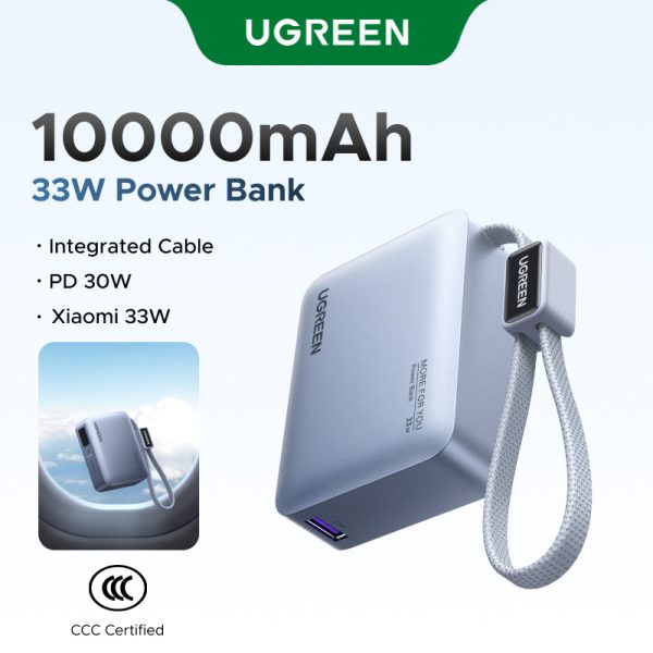 Tổng quan Pin sạc dự phòng 10000mAh 33W kèm cáp sạc UGREEN PB584 màu sắc trẻ trung nhỏ gọn