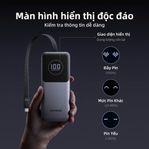Pin dự phòng 20000mAh Ugreen PB723 Sạc ra 100W
