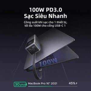 Pin dự phòng 20000mAh Ugreen PB723 Sạc ra 100W