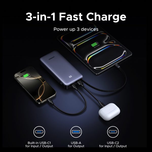 Cổng cắm kết nối sạc ra USB-A hỗ trợ công suất sạc nhanh 22.5W tối đa cho điện thoại Android