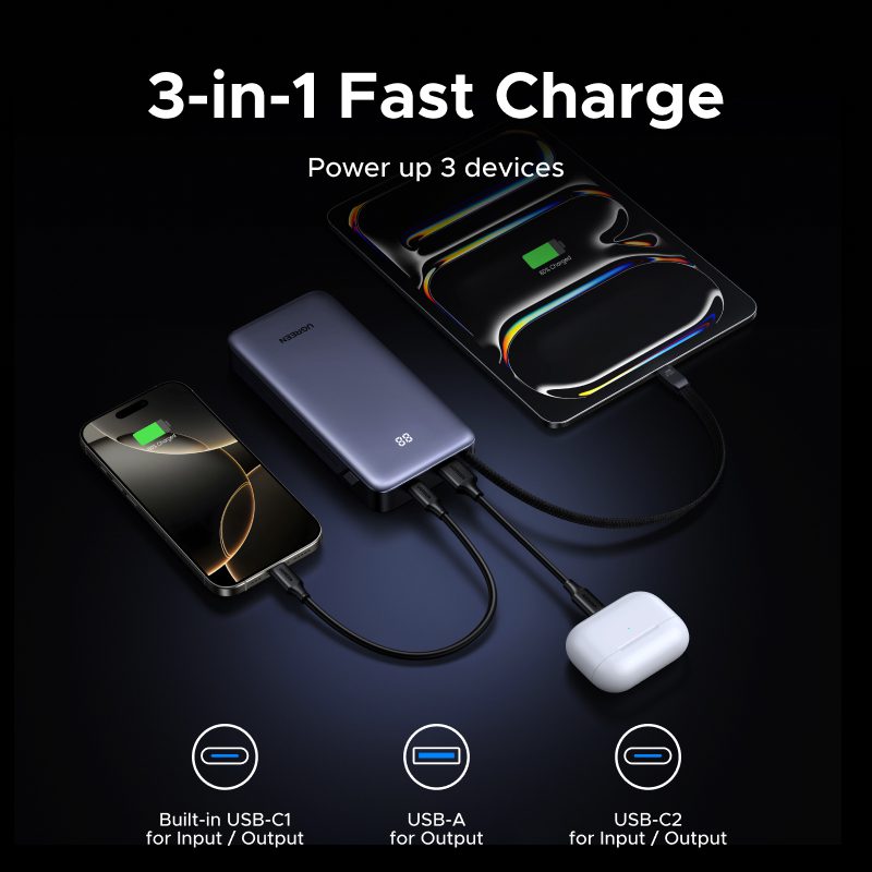 Pin dự phòng 20000mAh Ugreen PB537 Sạc nhanh 55W 7 Pin dự phòng 20000mAh Ugreen PB537 Sạc nhanh 55W - Hình ảnh 7