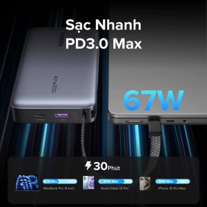 Pin dự phòng 20000mAh Ugreen PB550 Sạc nhanh 67W 12 Pin dự phòng 20000mAh Ugreen PB550 Sạc nhanh 67W