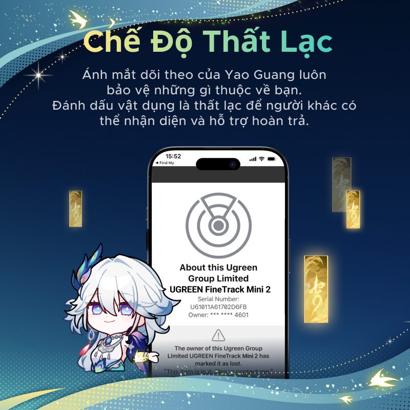Thiết bị định vị thông minh Ugreen 95900SR FineTrack Mini 2 Honkai Star Rail 6 Thiết bị định vị thông minh Ugreen 95900SR FineTrack Mini 2 Honkai Star Rail - Ảnh 6
