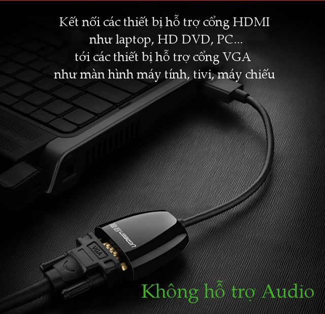 bo chuyen doi hdmi sang vga ugreen mm102 khong co audio do phan giai 19201080 60hz max dai 16cm 7
