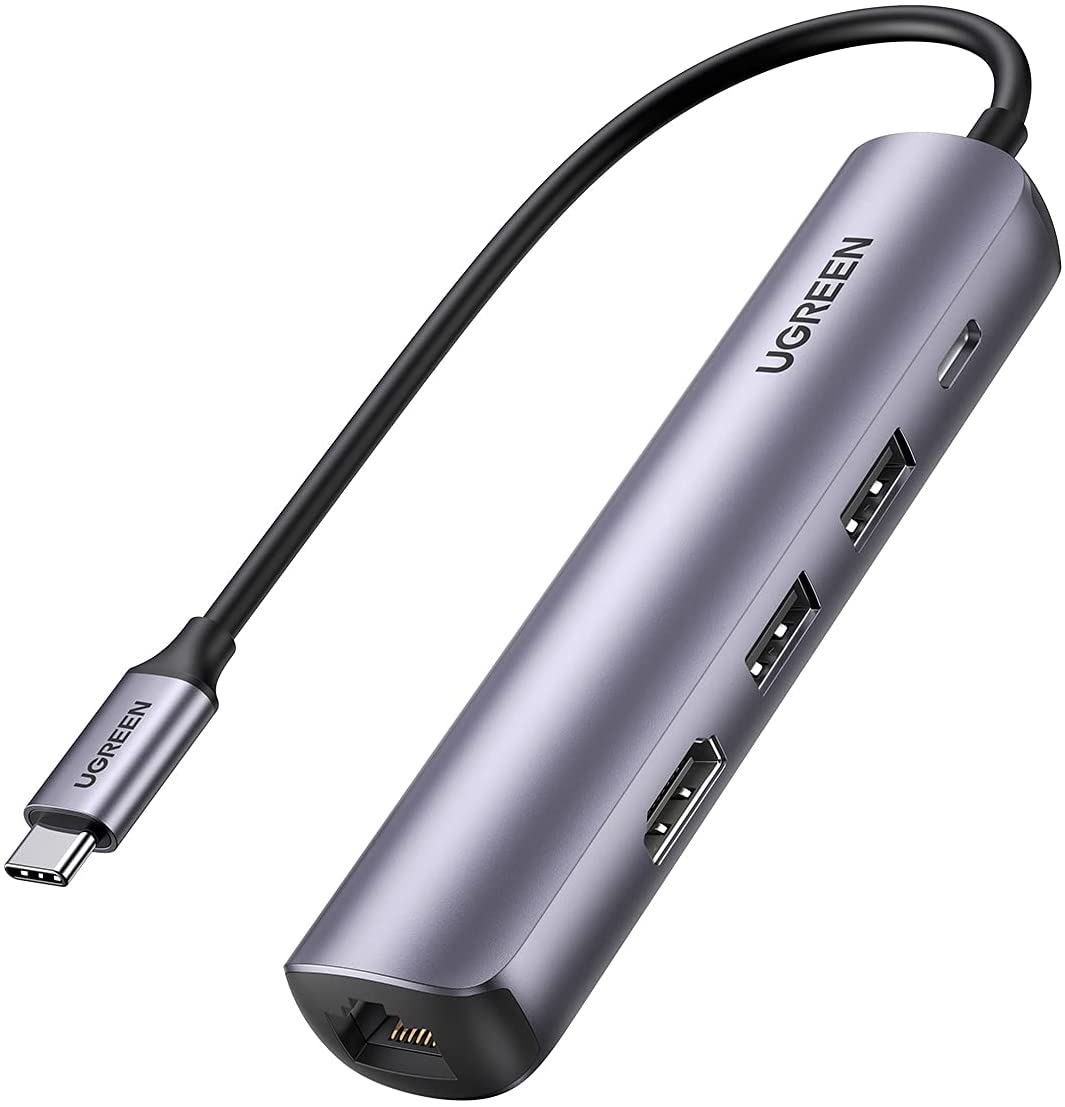 Bộ chuyển đổi Type C UGREEN 10919 – Type C sang HDMI, USB 3.0, Lan Gigabit và PD 100W – Hỗ trợ phân giải 4K*2K@30Hz, Tốc độ truyền 5Gbps