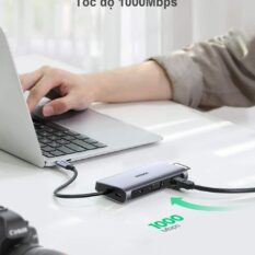 Bộ chuyển đổi Type C UGREEN 80133 - 3*USB 3.0+HDMI+VGA+RJ45 +SD/TF+3.5mm Audio+PD