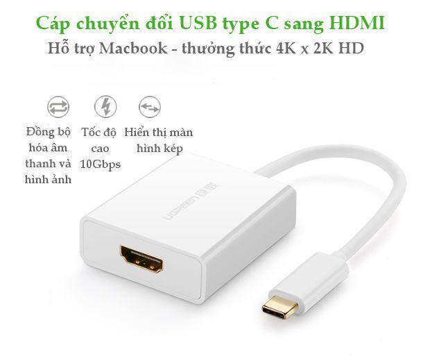 Bộ chuyển đổi USB type C cổng đực sang HDMI cổng cái dài 20CM UGREEN 40273