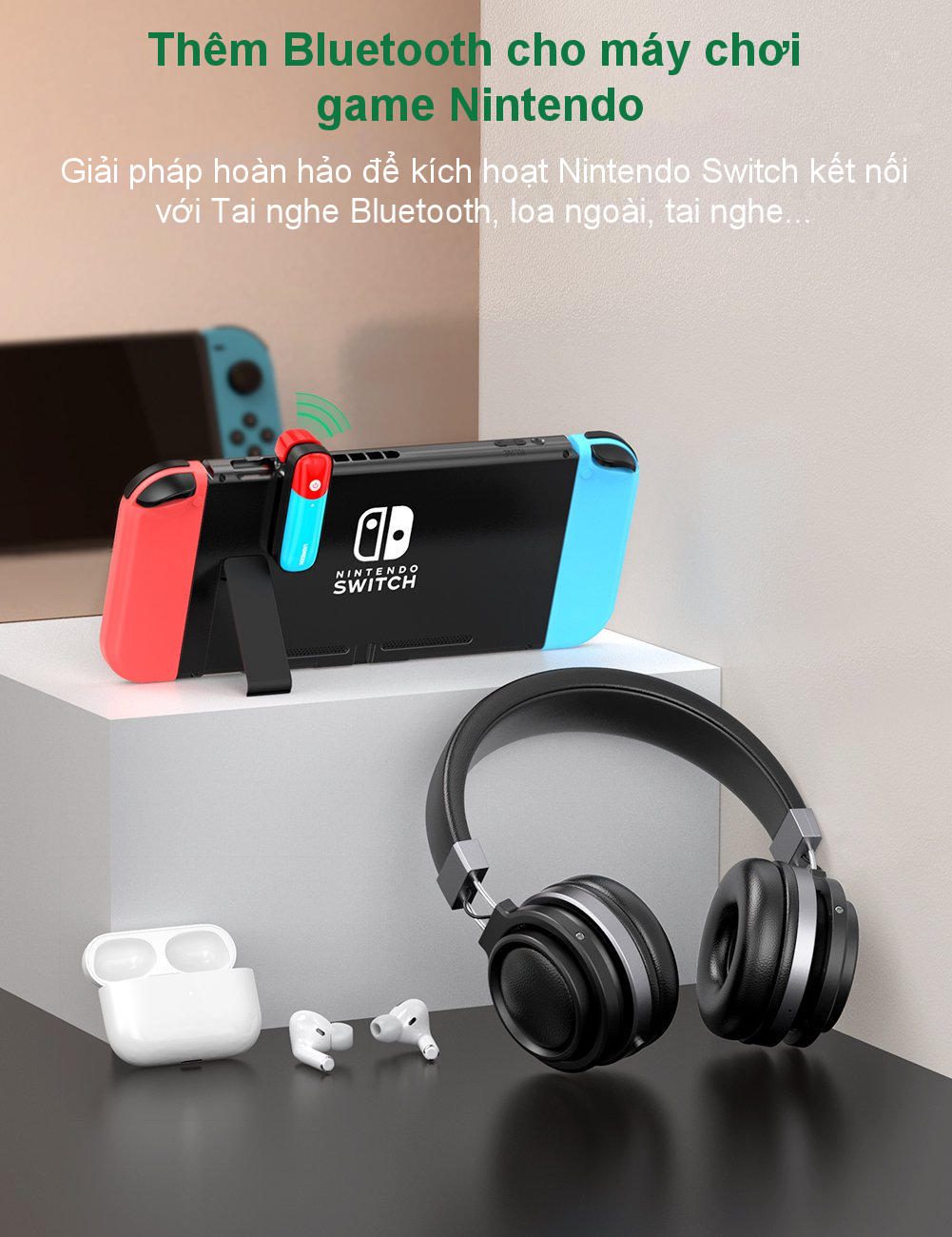 Bộ phát Bluetooth cho máy chơi game Nintendo Switch hỗ trợ APTX Low Latency UGREEN 80188