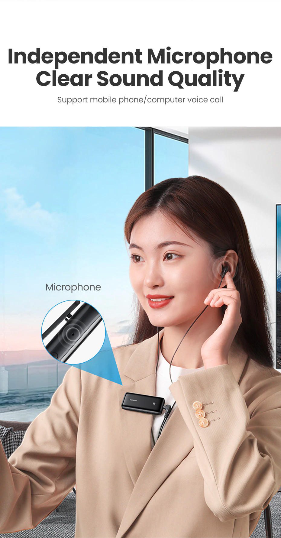 Bộ thu Bluetooth 5.0 UGREEN CM402 - Hỗ trợ âm thanh Hifi, Pin 400mAh cho 10h giờ sử dụng - Tính năng kết nối NFC