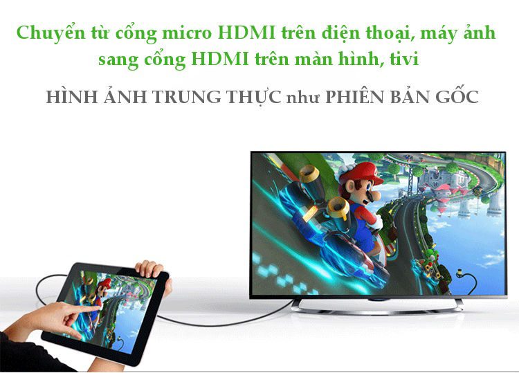 Cáp chuyển đổi micro HDMI đực sang HDMI cái dài 20cm UGREEN 20134 (màu đen).