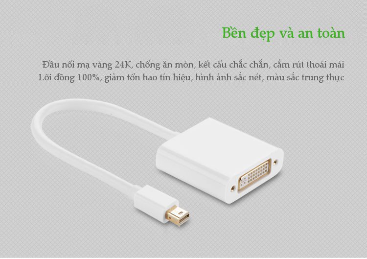 Cáp chuyển đổi Mini DisplayPort sang DVI-I (24+5) Converter UGREEN 10402 (màu trắng)