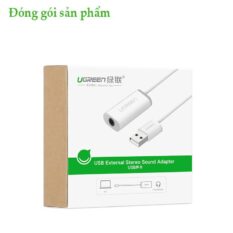 Cáp chuyển đổi từ cổng USB ra audio 3.5mm UGREEN US206hỗ trợ Mic và Tai Nghe Ugreen US206 30712