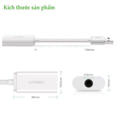 Cáp chuyển đổi từ cổng USB ra audio 3.5mm UGREEN US206hỗ trợ Mic và Tai Nghe Ugreen US206 30712