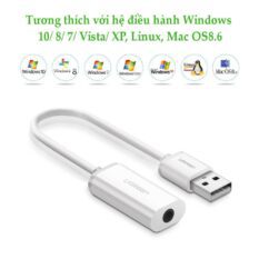 Cáp chuyển đổi từ cổng USB ra audio 3.5mm UGREEN US206hỗ trợ Mic và Tai Nghe Ugreen US206 30712