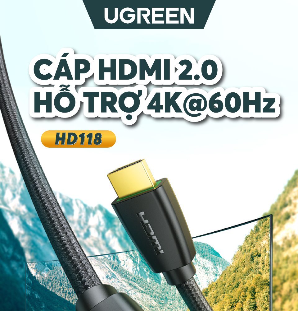 Cáp HDMI 2.0 UGREEN HD118 Hỗ trợ 3D